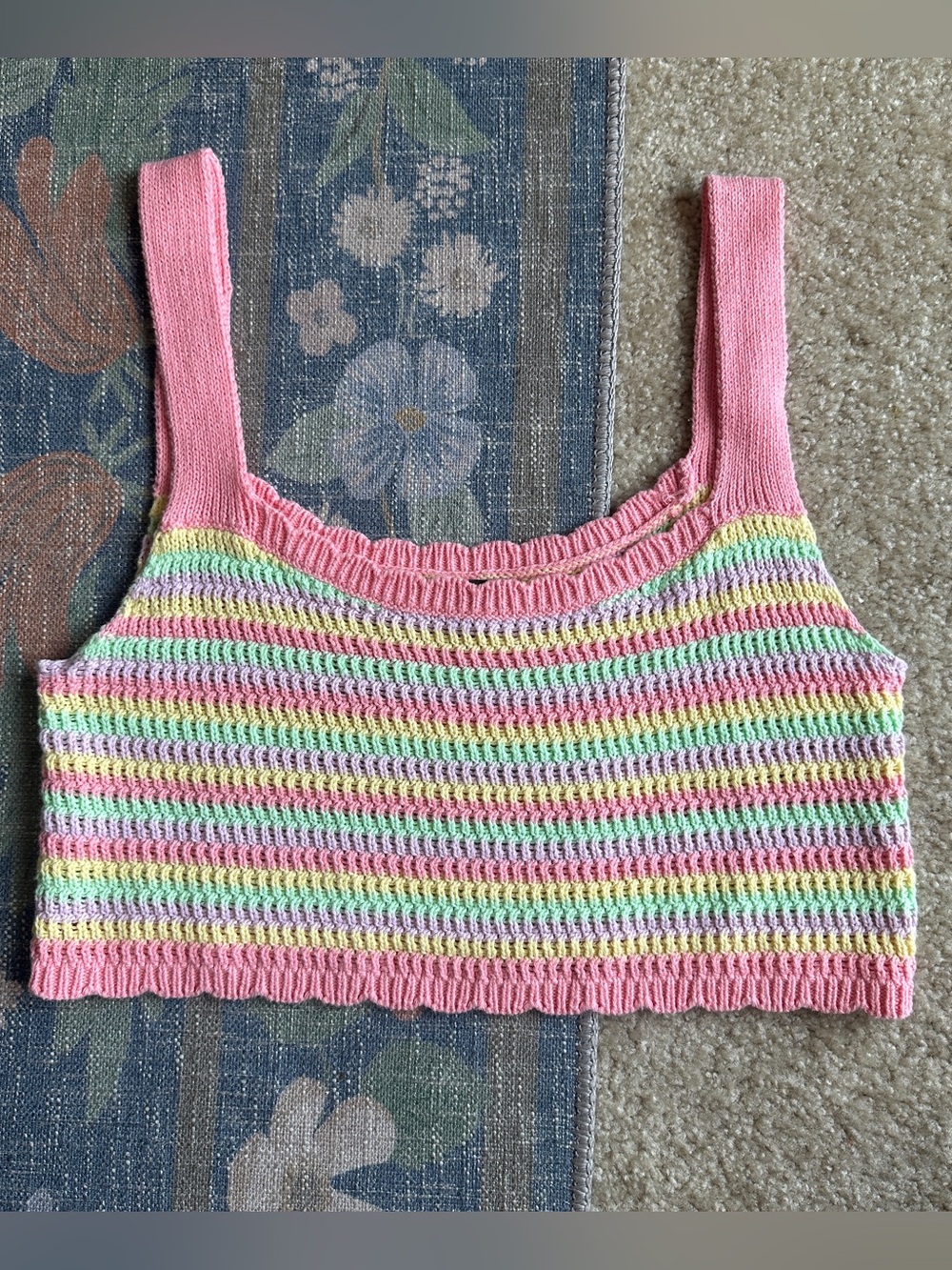 wild fable Pastel Rainbow Crop Knit Tank Top